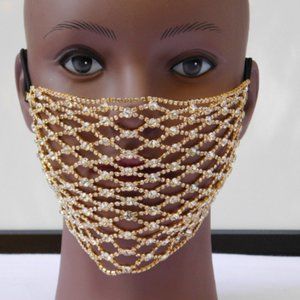 Gold Rhinestone Face Mask/Wedding/Party/Birthday